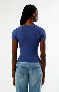 Your Favorite Varsity Print Short Sleeve Henley Top