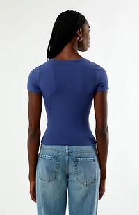 Your Favorite Varsity Print Short Sleeve Henley Top