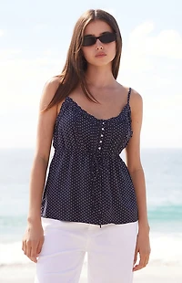 John Galt Blue Polka Dot Tank Top