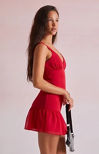 Beverly and Beck Zoey Chiffon Asymmetrical Mini Dress