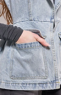 AZALEA WANG Ryn Peplum Denim Vest