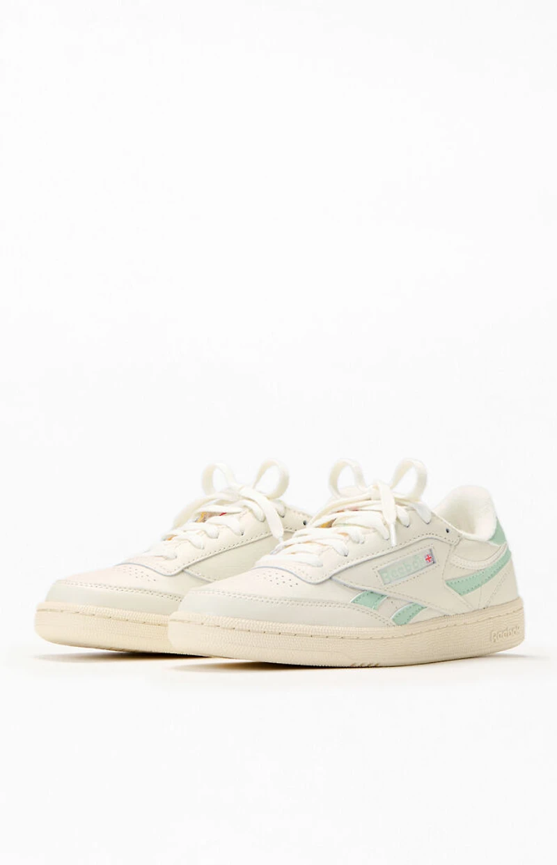 Reebok Women's White & Green Club C Revenge Sneakers