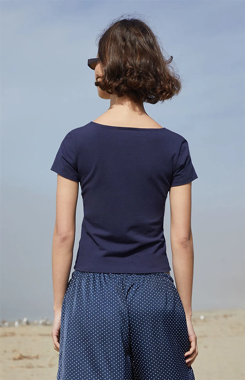 John Galt Navy Brenna Short Sleeve Top