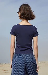 John Galt Navy Brenna Short Sleeve Top