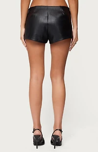 Edikted Studded Belt Faux Leather Micro Shorts