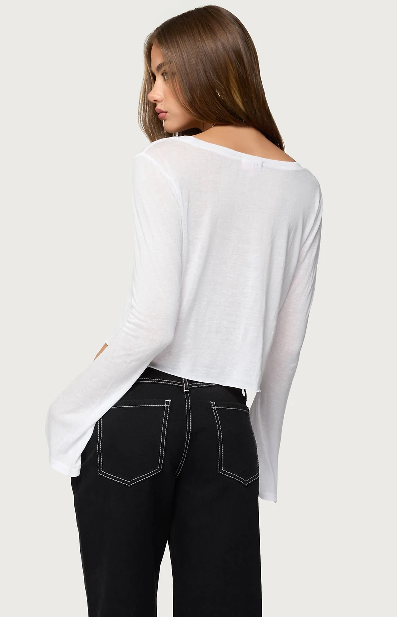 Edikted Catalena Long Sleeve Sheer Top