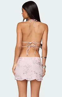 Edikted Nelley Backless Beaded Sequin Chiffon Top