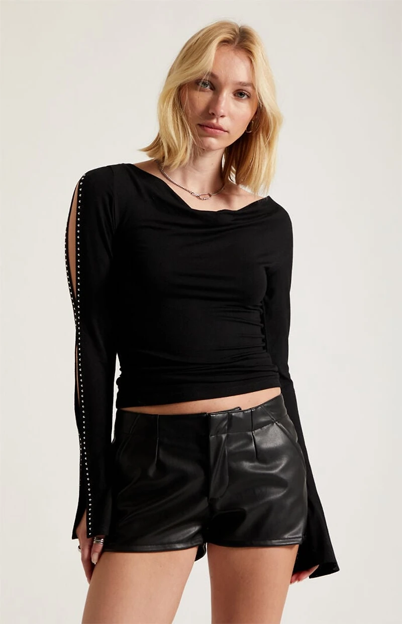 Third Charm Ember Cutout Long Sleeve Top