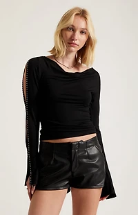 Third Charm Ember Cutout Long Sleeve Top