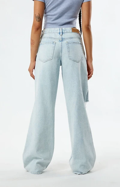 Pacsun Light Indigo Ripped Extreme Baggy Jeans