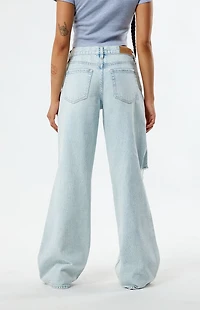 Pacsun Light Indigo Ripped Extreme Baggy Jeans