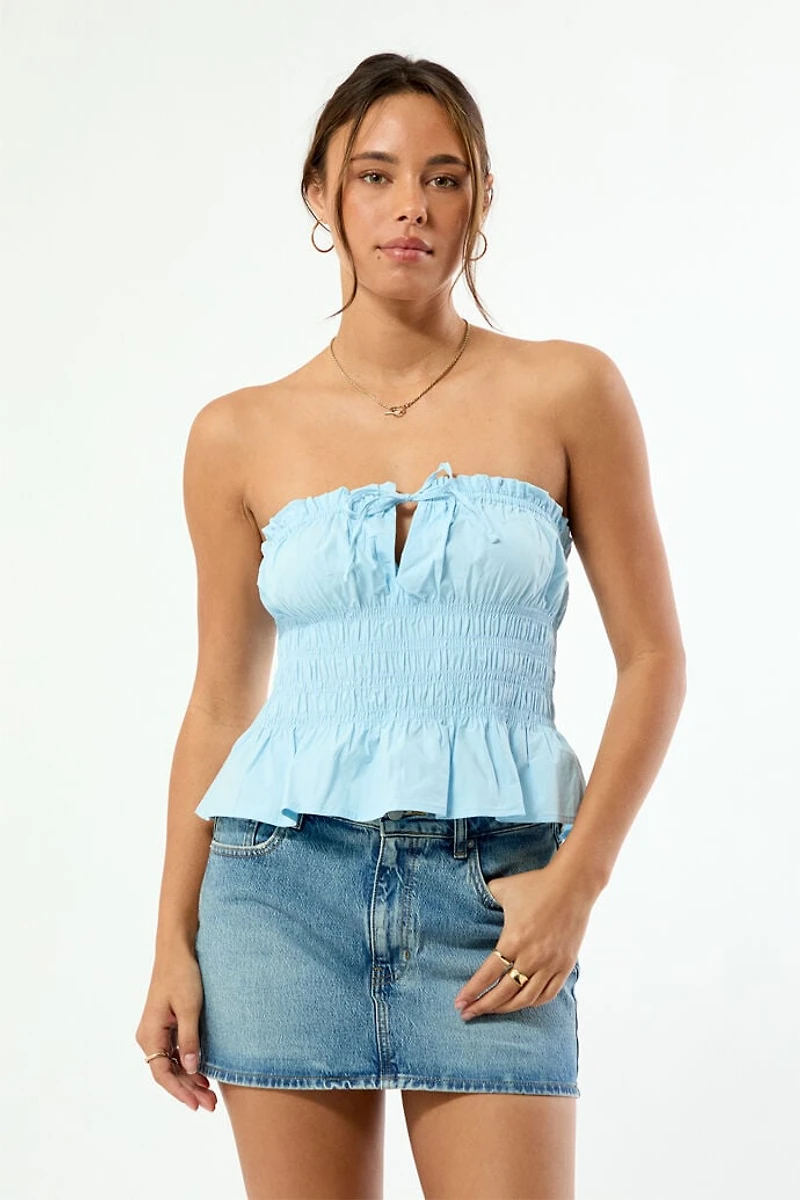 Your Favorite Quinn Ruched Babydoll Tube Top