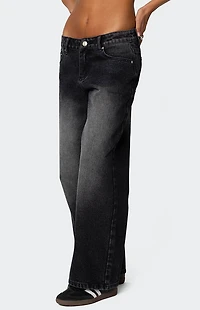 Edikted Petite Magda Low Rise Acid Wash Jeans