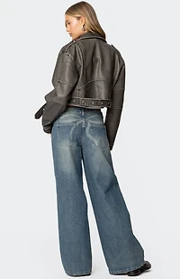 Edikted Washed Faux Leather Jacket
