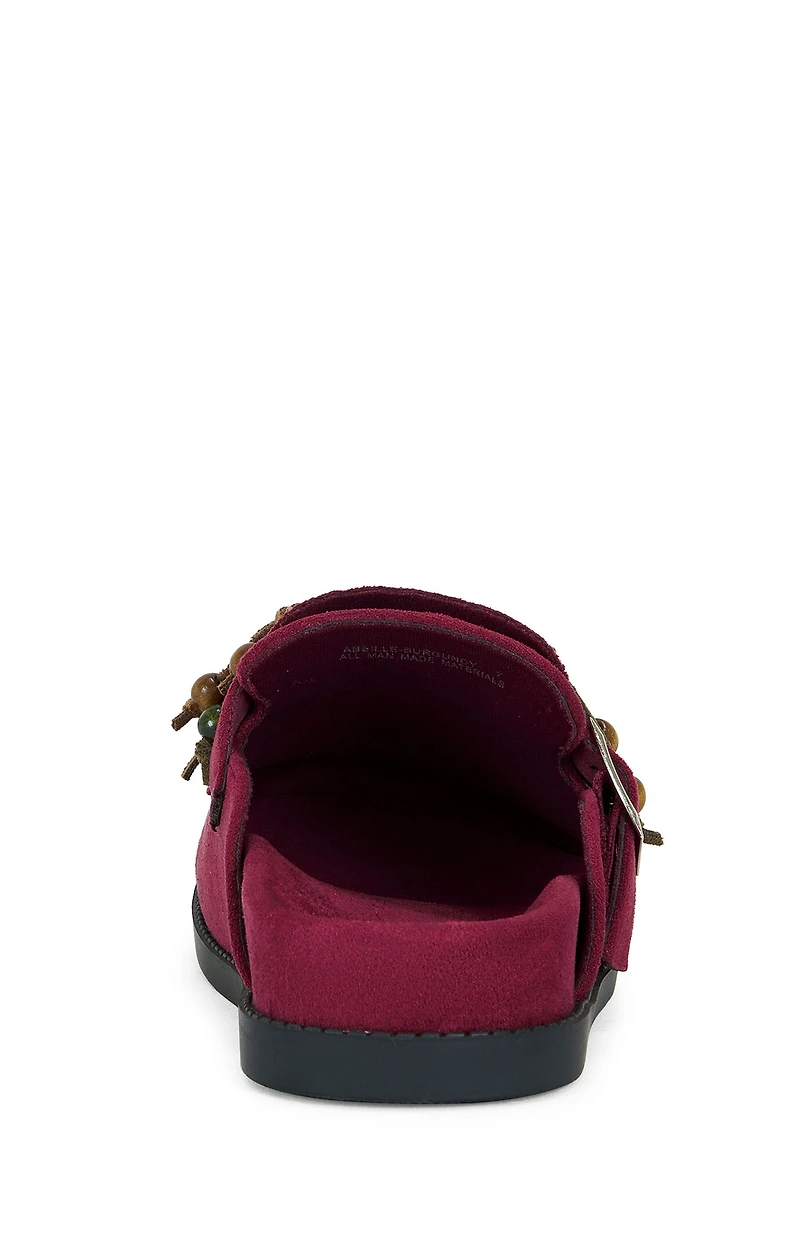 AZALEA WANG Women's Burgundy Abeille Tassel Mules