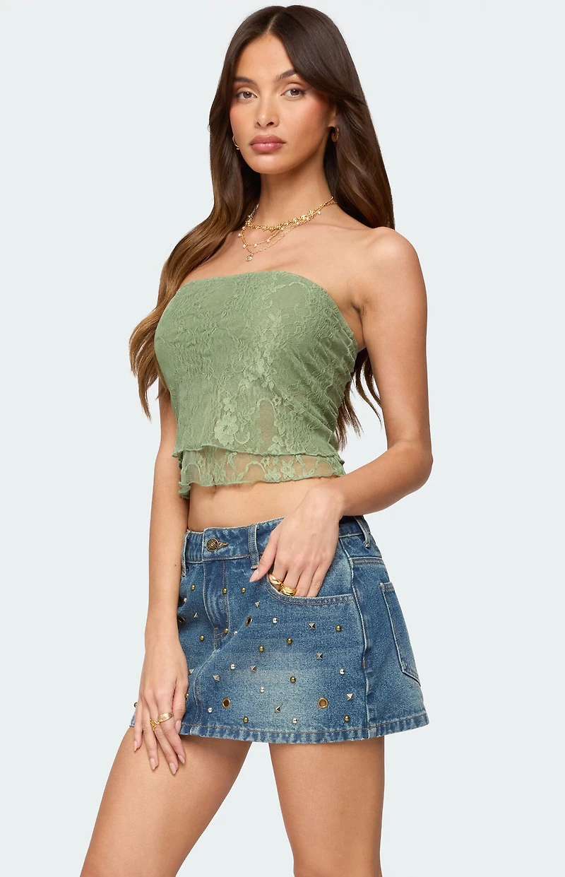 Edikted Liri Layered Lace Tube Top