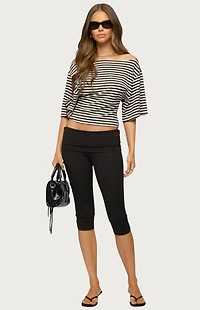 Edikted Jadan Striped Off Shoulder Top
