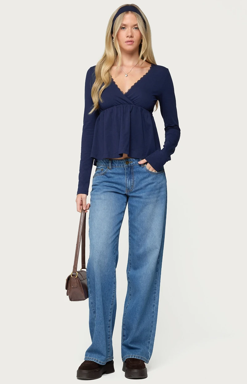 Edikted Kenzie Long Sleeve Babydoll Top