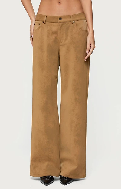 Edikted Stacey Low Rise Faux Suede Pants