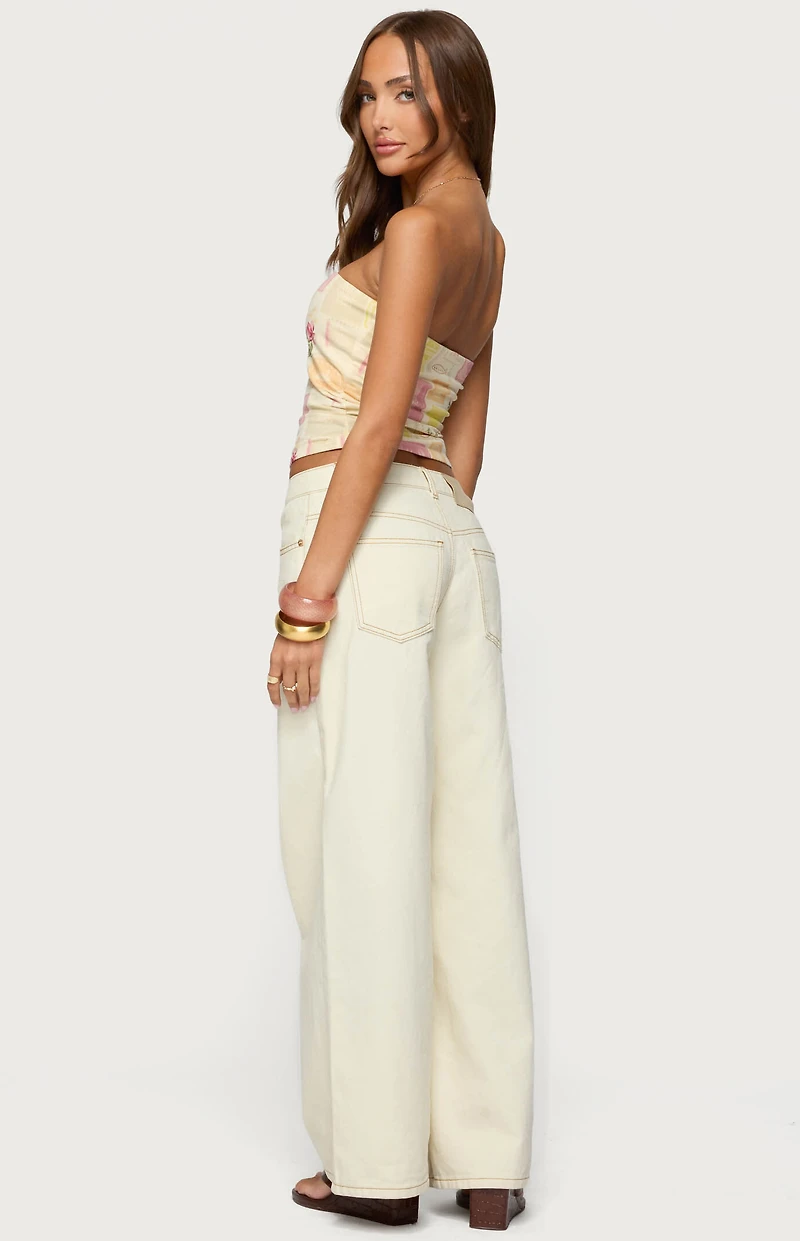 Edikted Cicilla Vintage Mixed Print Tube Top