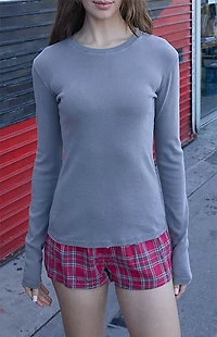 John Galt Light Gray Ainsley Long Sleeve Top