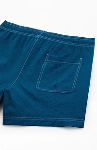 Pacsun Blue Solid Seersucker 4.5" Swim Trunks