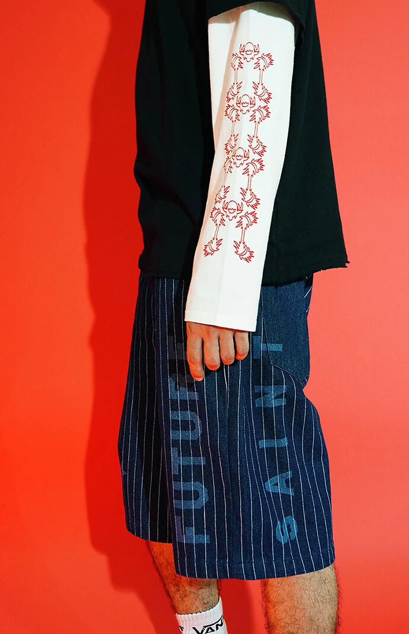 FUTURE SAINT Pinstripe Baggy Denim Shorts