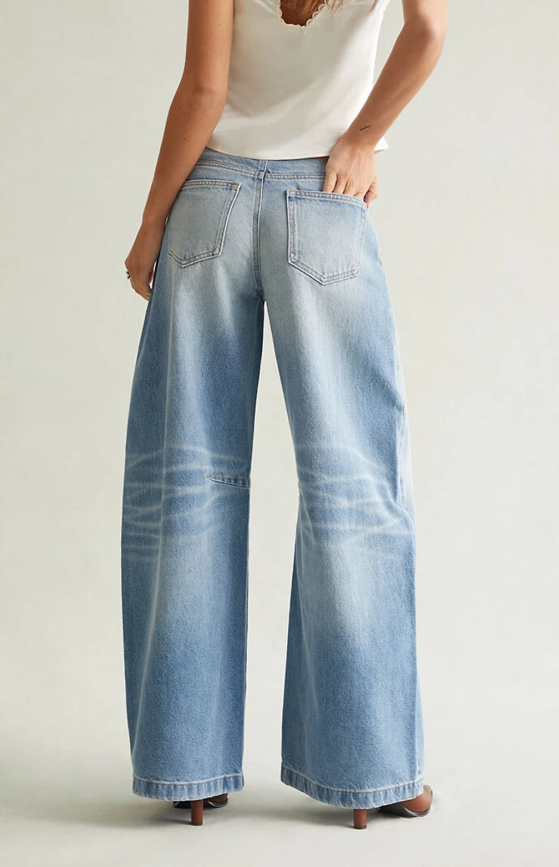 Pacsun Remi Baggy Barrel Jeans Knee Dart Light Blue