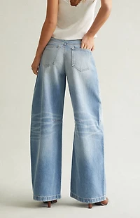 Pacsun Remi Baggy Barrel Jeans Knee Dart Light Blue