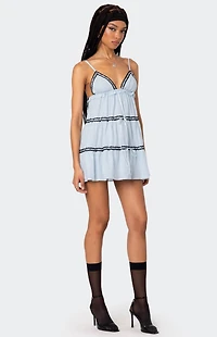 Edikted Angelica Tiered Ribbon Mini Dress