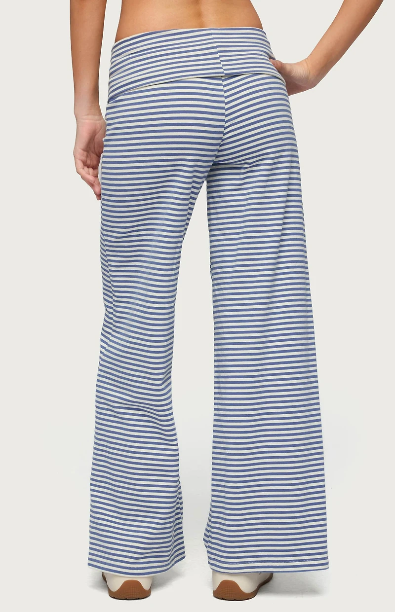 Edikted Petite Lilah Striped Fold Over Pants