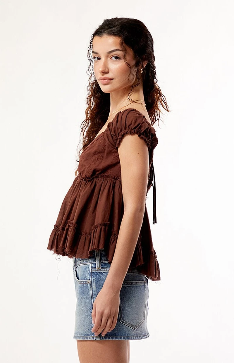 Your Favorite Ellie Lace Trim Button Front Top