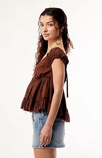 Your Favorite Ellie Lace Trim Button Front Top