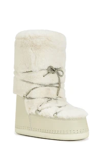 AZALEA WANG Women's Karmela Cream Flatform Snow Booties