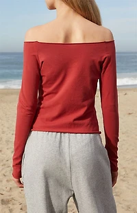 John Galt Red Bonnie Off-The-Shoulder Top