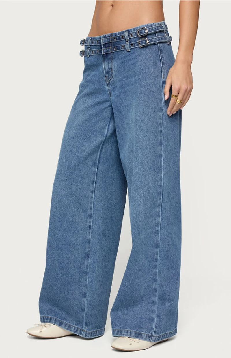 Edikted Livia Double Belt Low Rise Jeans