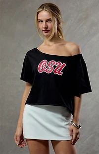 WILD COLLECTIVE Ohio State Off-The-Shoulder Oversized T-Shirt