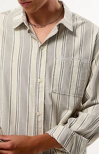 Pacsun Cream Striped Noto Long Sleeve Cropped Shirt