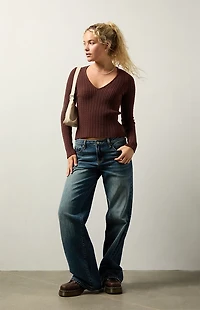 Your Favorite Maple Cable Knit V-Neck Sweater