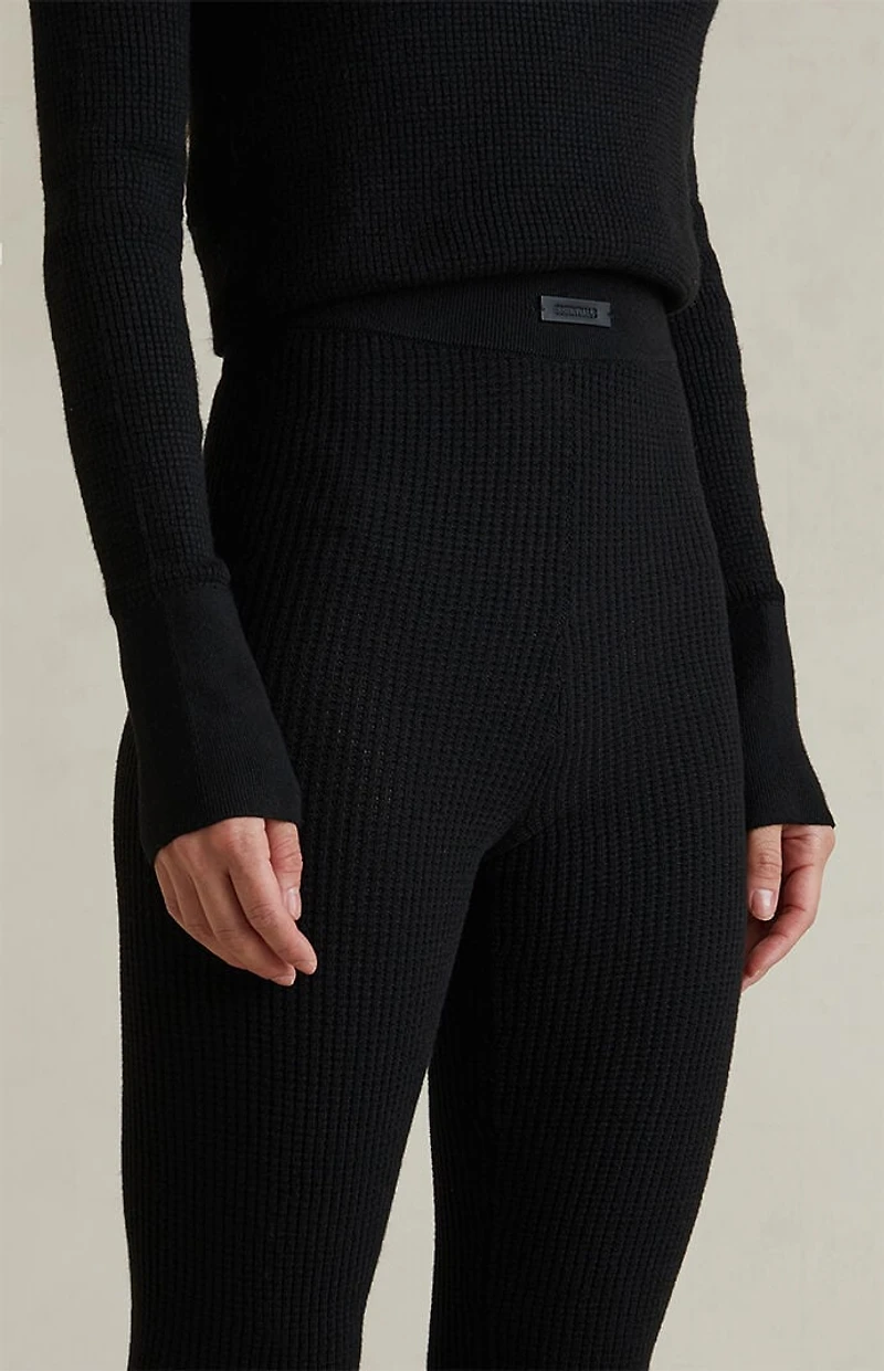 Fear of God ESSENTIALS Women's Jet Black Waffle Knit Leggings