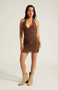 Beverly and Beck Cece Sequin Halter Mini Dress