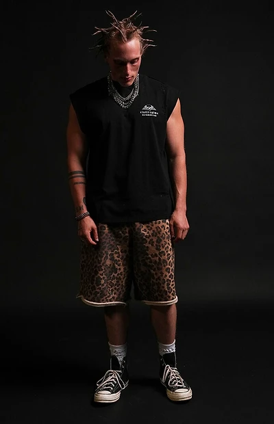 No Tomorrow x Civil Active Leopard Skull Sweat Shorts