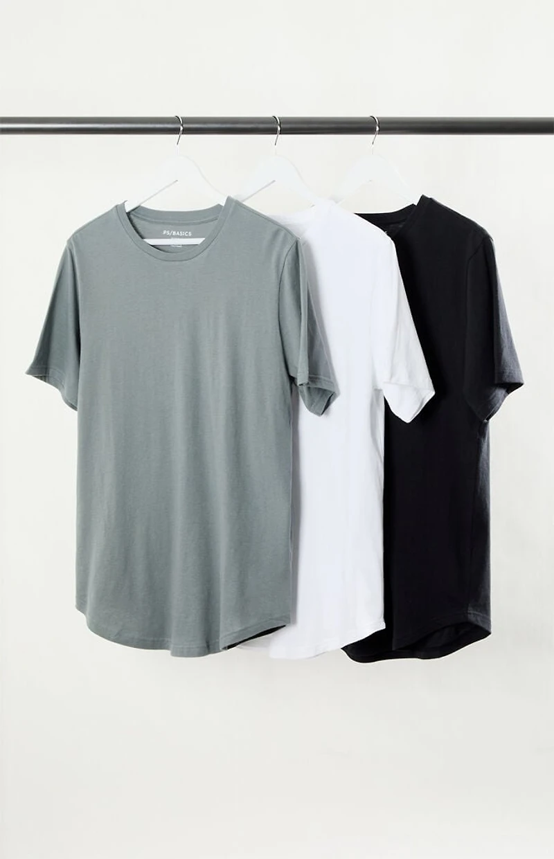 Pacsun 3 Pack Solid Color Scallop T-Shirts