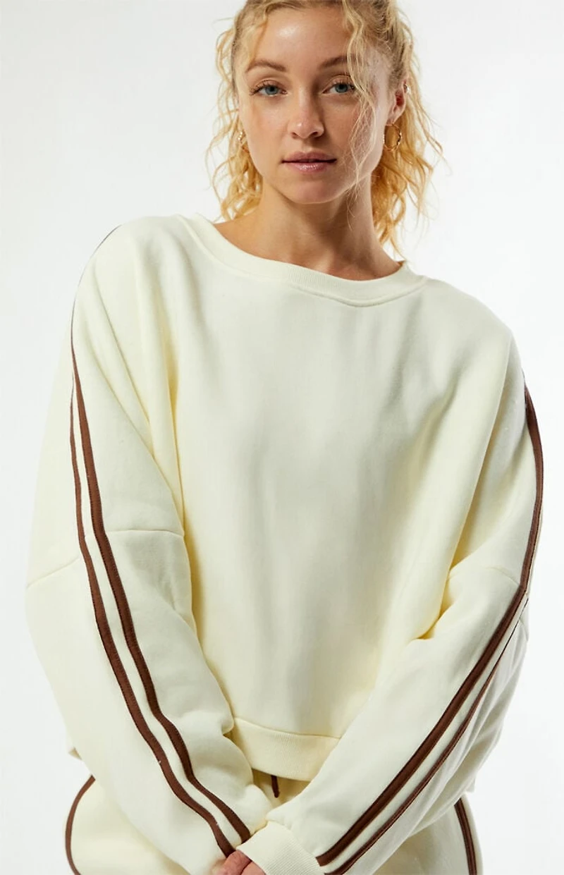Rhythm Cream Contrast Crew Neck Sweatshirt