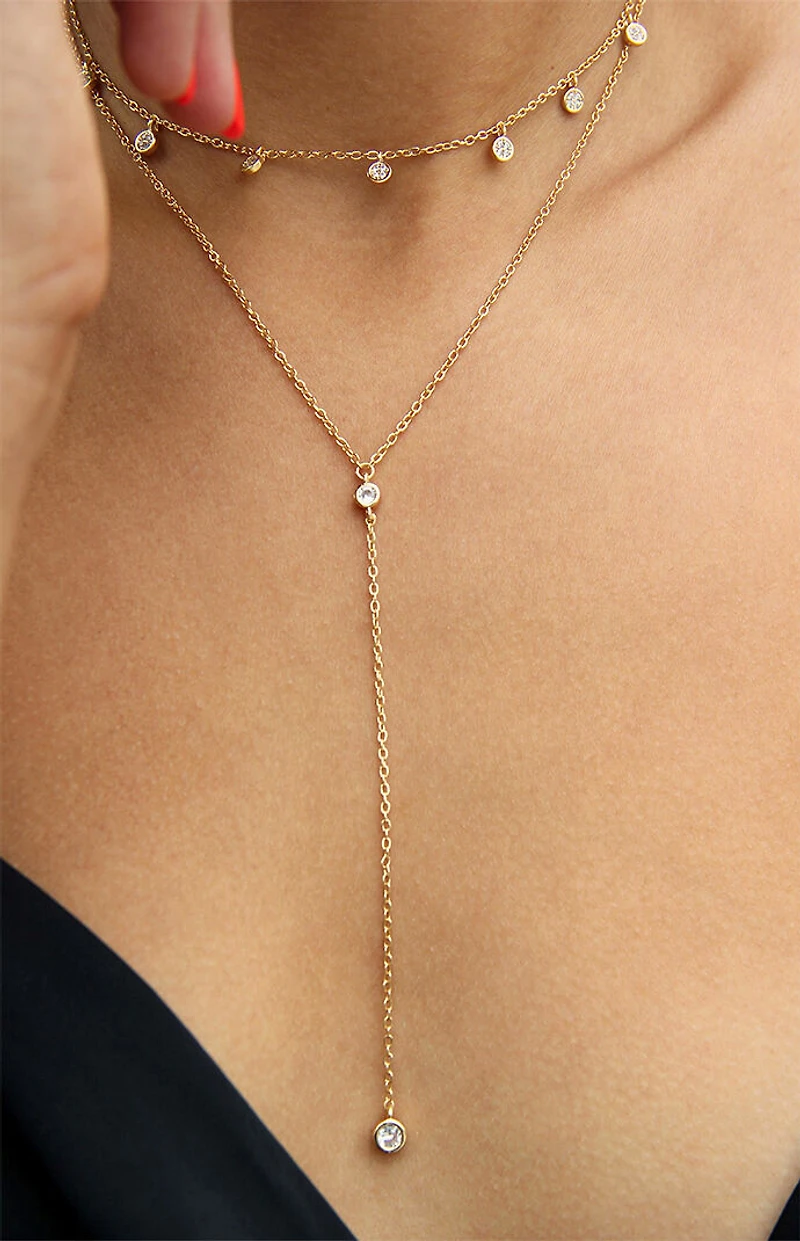 Ettika Simplistic Crystal Layered Necklace
