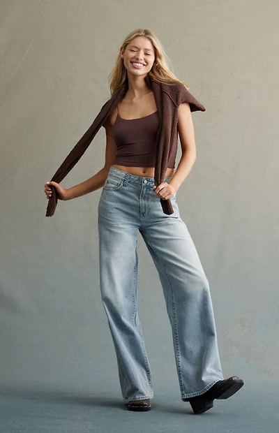 RARE DNM EDIT Tinted Light Indigo Braided High Waisted Baggy Jeans