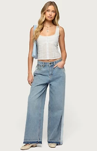 Edikted Cailin Contrast Panel Low Rise Baggy Jeans