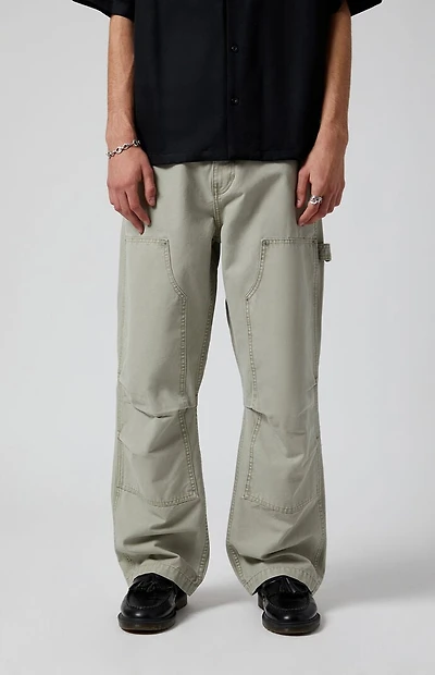 Pacsun Olive Reinforced Knee Panels Baggy Carpenter Pants