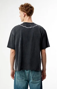 Pacsun Washed Black Barbed Wire Cropped Boxy T-Shirt