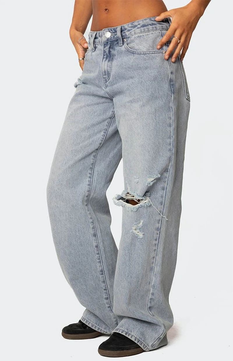Edikted Adam Distressed Wide Leg Jeans